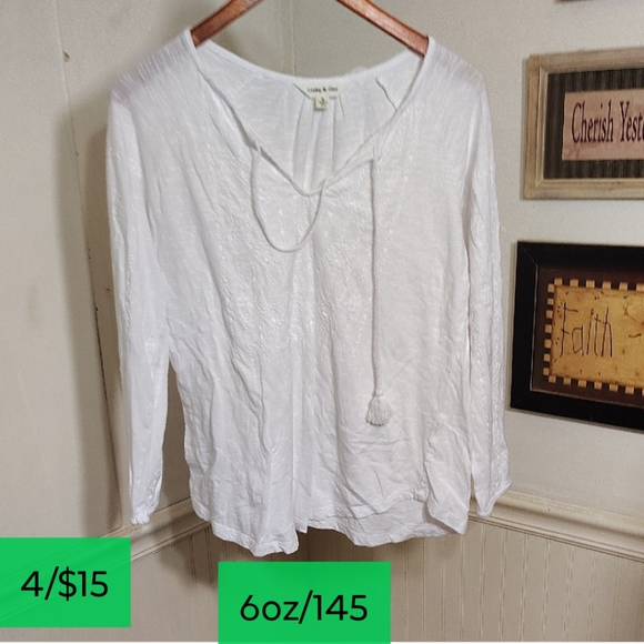 Chico's Classic White Long Sleeve Top with Tie Detail - Picture 1 of 6